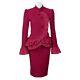 New Red Wool Boucle Taffeta Skirt Suit/cozy Designer Outfit/tailored Ladies Set/