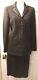 New Worth Ny Brown Skirt Blazer Power Suit Set Outfit Wool Leather Career Sz 0