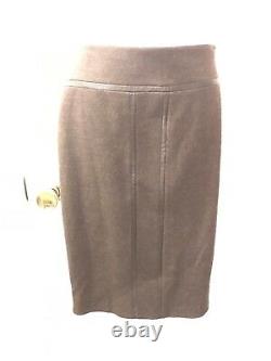 New WORTH NY Brown Skirt Blazer Power Suit Set Outfit Wool Leather Career Sz 0