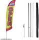 Now Open Feather Flag Kit 13.5ft Red And Yellow Swooper Flag With Pole Set And