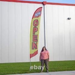 Now Open Feather Flag Kit 13.5Ft Red and Yellow Swooper Flag with Pole Set and
