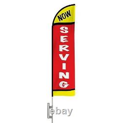 Now Serving 12' Heavy Duty Feather Flag Kit Essential Services Flag Kit