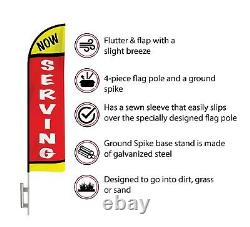 Now Serving 12' Heavy Duty Feather Flag Kit Essential Services Flag Kit