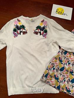 RARE BODEN OUTFIT NWOT embroidered TOUCAN sweater XS + NWT GEORGIA SKIRT US 4 R