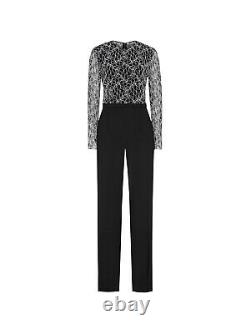 REISS Jumpsuit 4 Mayenne Lace Top Black Party Cocktails Smart Outfit Dinner Work