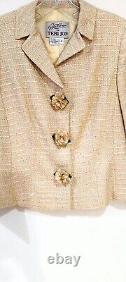 Rickie Freeman Teri Jon Dress Suit Vintage 2 Piece Outfit Size 4 Yellow Gold NWT