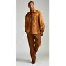 Silversilk Men's Whisky / Brown Button-up Studded Microsuede Two Piece Outfit