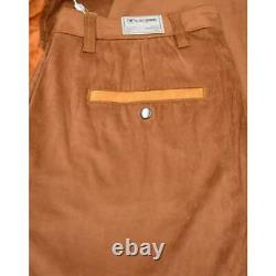 Silversilk Men's Whisky / Brown Button-Up Studded Microsuede Two Piece Outfit
