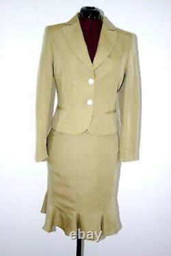 Skirt high waisted office beige work outfit flax elegant ladies peplum hem light