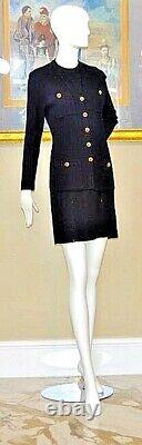 St. John Black Ribbed Knit 2 Piece Outfit Work/Office Dress Size 4 S