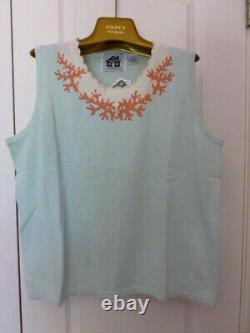 Storybook Knits Handknits Gorgeous Light Blue & Coral 3 Piece Outfit 1X NWTs