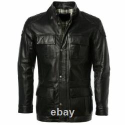 Timber Black 3/4 Long Winter Coat Men Leather Jacket Trench Biker Outfit Street