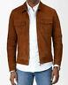 Trendy Outfit Men's Sheepskin Suede Leather Jacket Biker Tan Zip Up Premium Coat
