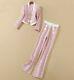 Tweed Plaid Pink Lux Tailored Pants Trousers Jacket Blazer Suit Set Outfit 2