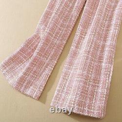 Tweed plaid pink lux tailored pants trousers jacket blazer suit set outfit 2