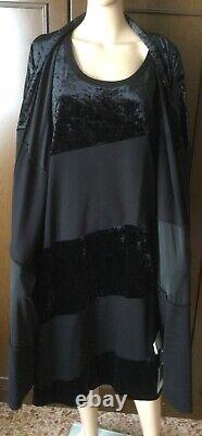 Velvet And Jersey Outfit Set Marina Rinaldi Woman, Black Gold, Size XL Two-Piece