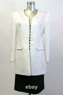 Vintage NWT $1555 MARY MCFADDEN SKIRT SUIT Outfit COUTURE Black White Large 14