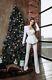 Women's 2 Piece Customized White Suit Wedding Christmas New Year Festive Outfit