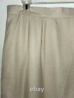 Women's Beige Herringbone Skirt Suit Short Sleeve 2Pc Outfit Atrium Size 18w