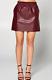 Women's Genuine Lambskin Brown Leather Skirts Short Leather Mini Skirt Outfit 10