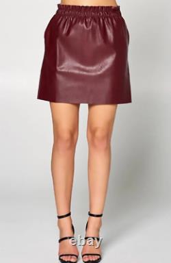 Women's Genuine Lambskin Brown Leather skirts Short Leather Mini Skirt Outfit 10