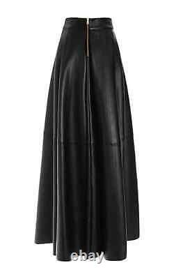 Women's genuine lambskin leather maxi skirt outfit leather Ankle skirt SKT-046