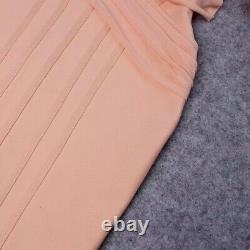 XS S M L Bandage Bodycon Peach Mini Dress With Feathers Elegant Outfit