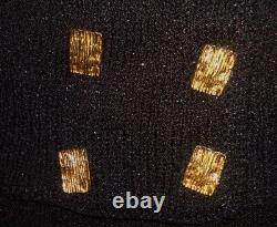 Zang Toi Vintage W Tags 2PC Outfit Black Metallic Knit Sweater & Skirt Set M/L