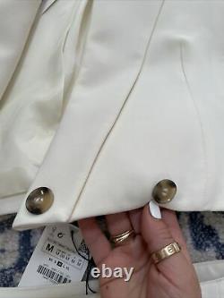 Zara Oyster White Cropped Blazer & Skirt Co Ord Matching Set Outfit Size M BNWT