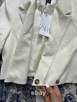 Zara Oyster White Cropped Blazer & Skirt Co Ord Matching Set Outfit Size S BNWT