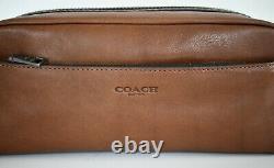 $195 New Authentic Coach Dark Brown Saddle Calf Leather Toiletry Dopp Kit