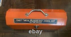 1967 Gulf Nouveau Kit D'outils D'affaires Publicité, Orange & Bleu Boîte À Outils Acier
