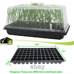 72 Cells Seed Starter Propagation Cit Tray Seedling Plant Clone Greenhouse Dome