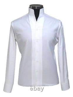 Chemise blanche à col haut en coton 100% pour homme de grande taille pour une tenue de marié de mariage à col ouvert