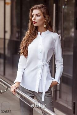 Chemise blanche en coton pour femme à manches longues pour soirée formelle, voyage ou fête pour elle.