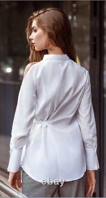 Chemise blanche en coton pour femme à manches longues pour soirée formelle, voyage ou fête pour elle.