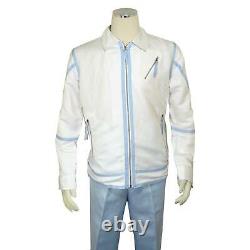 Cigares Blanc / Bleu Clair Linge / Coton Coupe Moderne Veste Zip-up Outfit
