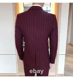 Combinaisons Rayées Pour Hommes 3pcs Business Tuxedo Robe Formelle De Style Britannique Outfit New L