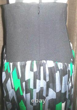 Diane Von Furstenberg Blk Grn Gry & Wht Kit Kat Club Print S12 Skirt Set T.n.-o.