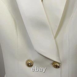 Double Breasted White Blazer Mini Dress With Gold Buttons Long Elegant Outfit