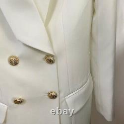 Double Breasted White Blazer Mini Dress With Gold Buttons Long Elegant Outfit