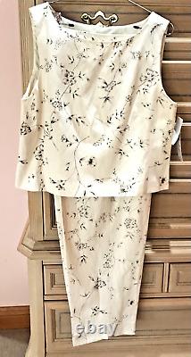 Ensemble costume vintage Nwt Pendleton en soie et lin, top court et pantalon capri, taille 16p, prix de détail suggéré de 176 $.
