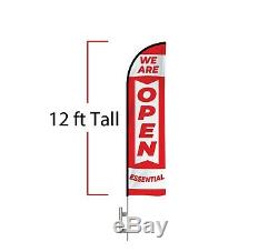 Essential Flag Open Business Kit Heavy Duty 12' Feather Flag Kit Essential Ouvert
