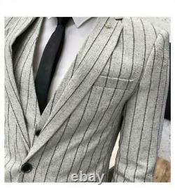 Hommes Tuxedo Outfit British Style 3pcs Costume De Soirée De Mariage D'affaires Robe Mince Nouveau
