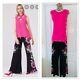 Joseph Ribkoff 2 Piece Outfit Uk Taille 8-10/ Pink Top & Pantalon Palazzo Floral