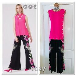 Joseph Ribkoff 2 Piece Outfit Uk Taille 8-10/ Pink Top & Pantalon Palazzo Floral