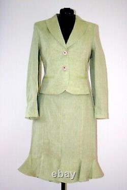 Jupe Haute Taille Green Work Work Outfit Lin Élégant Élégant Ourlet Peplum