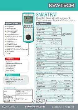 Kewtech Smartpat À Piles Pat Tester Avec Business Kit Pbk101 Kit5b