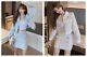 Multicolore Brillant Or Bleu Blanc Tweed Jupe Veste Blazer Costume Ensemble Tenue Lux