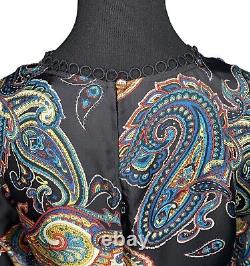 Nwot J Crew Femmes Sz 8 Silk Twill Top Bold Paisley Eyelet Trim Holiday Outfit